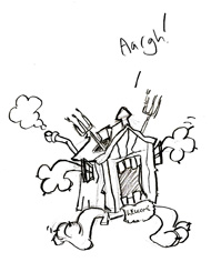 One of the many funny doodles; invasion of the shed monster!